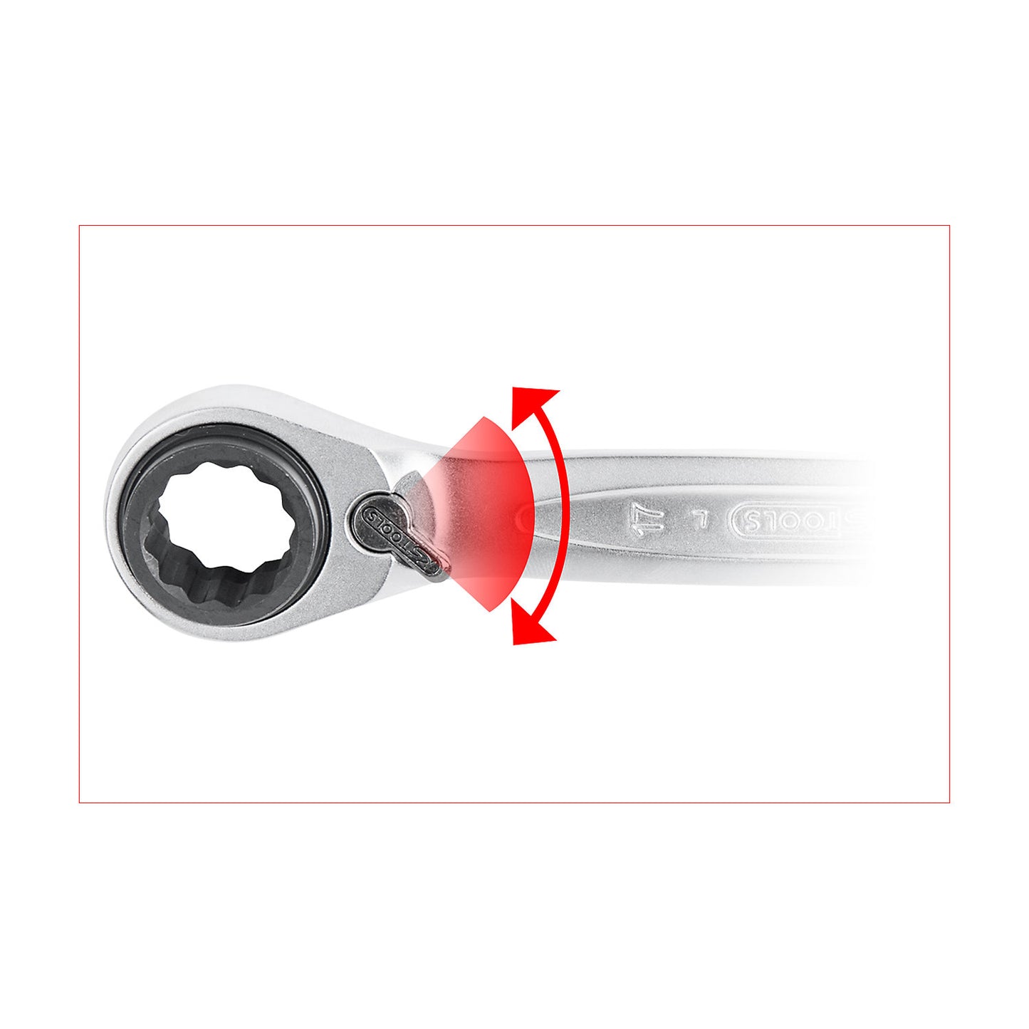 4 in 1 GEARplus reversing double ratchet ring spanner, metric, 10 x 19 - 13 x 17 mm.