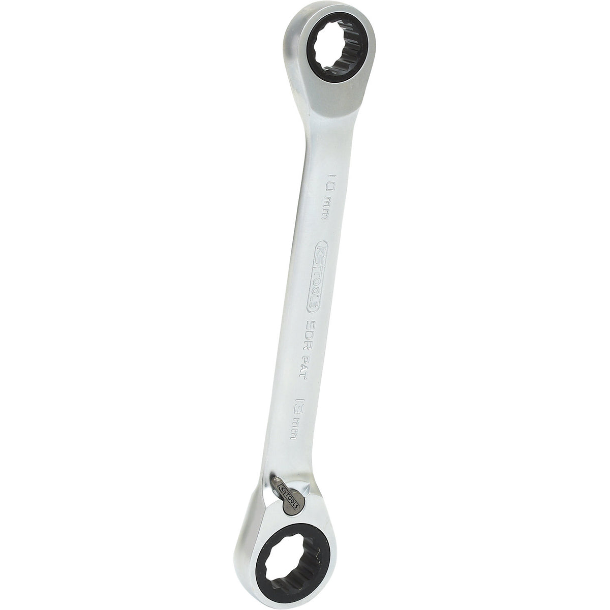 GEARplus double ratchet ring spanner, reversing, 15° ring offset, 10 x 13 mm.