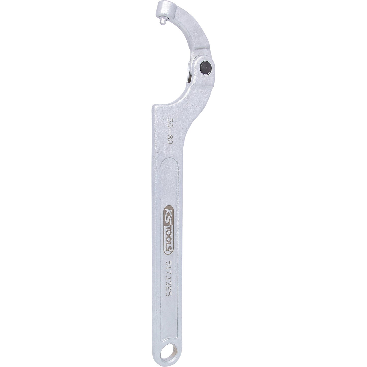Flexible hook spanner with pin, metric, 50 - 80 mm.