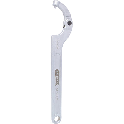 Flexible hook spanner with pin, metric, 50 - 80 mm.