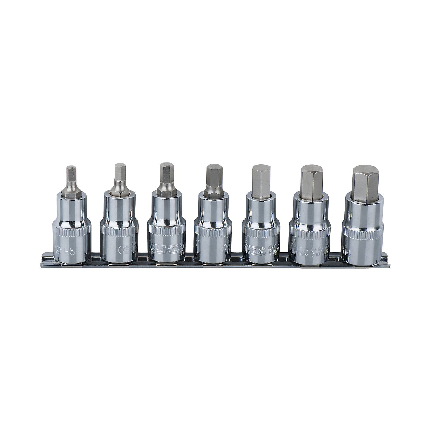 1/2'' CHROMEplus bit socket set, short, hex socket, 7 parts.