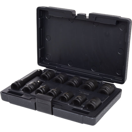 1/2'' impact socket set, short, hexagon, 12 parts.