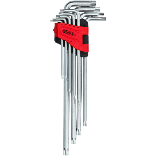 Angle key wrench set, XL, tamper resistant Torx, 9 parts.
