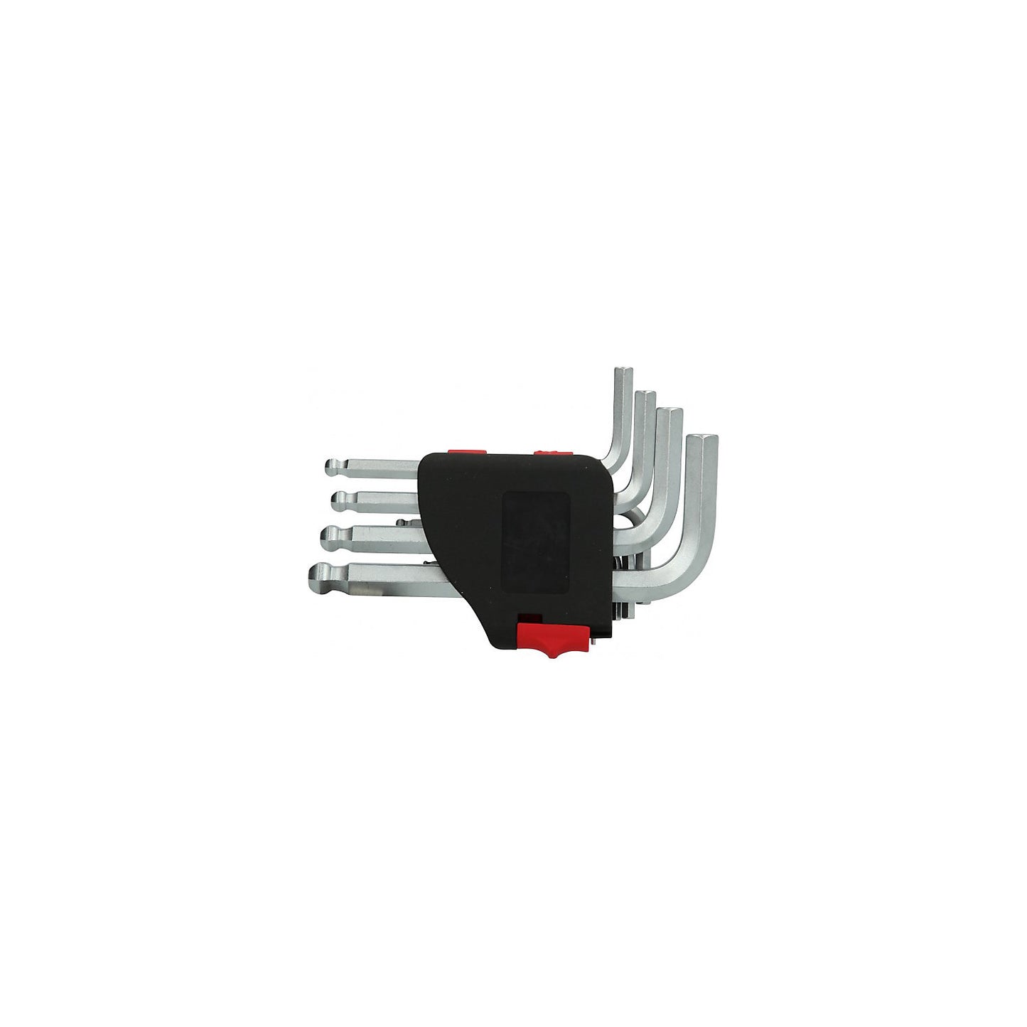 Angle key wrench set, short, hexagon socket with ball head, inch as unit, 10 parts.