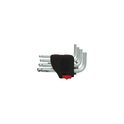 Angle key wrench set, short, hexagon socket with ball head, inch as unit, 10 parts.