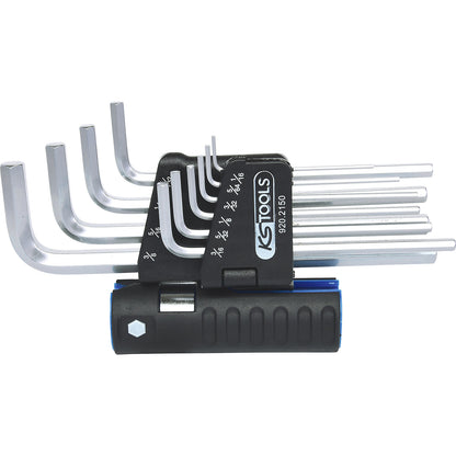 3-in-1 angle key wrench set, long, hexagon socket, inch as unit, 10 parts.