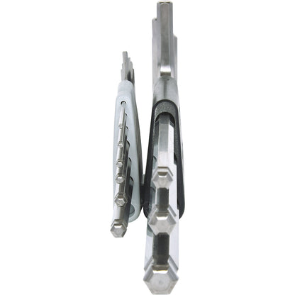 Stainless steel angle key wrench set, hexagon socket with ball head, 9 parts.
