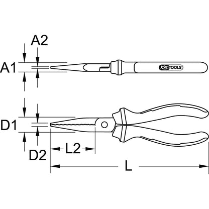 ERGOTORQUE flat pliers, 2-component handle, Ø 5 mm, length 160 mm.