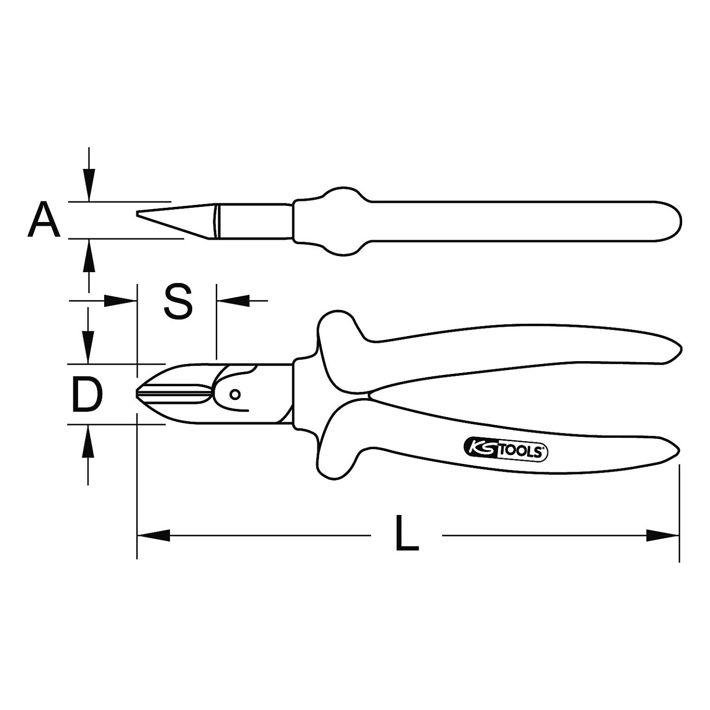 SlimPOWER diagonal side cutter, 2-component handle, length 160 mm.