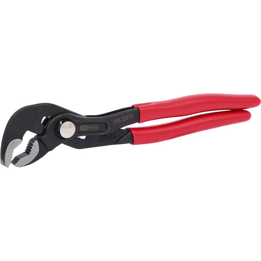 Water pump pliers, push button adjustment, dip insulated handle, length 175 mm.