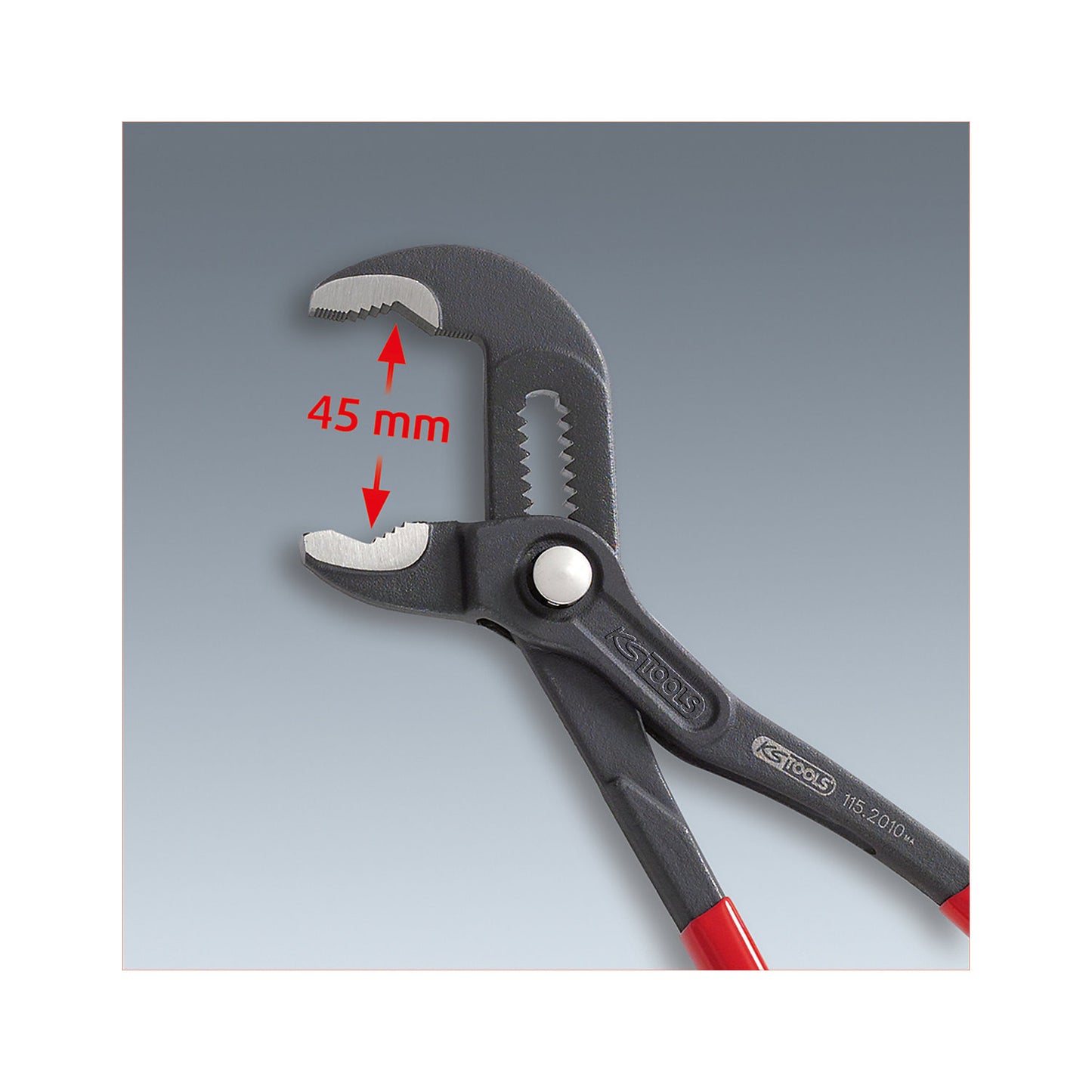Water pump pliers, push button adjustment, dip insulated handle, length 240 mm.