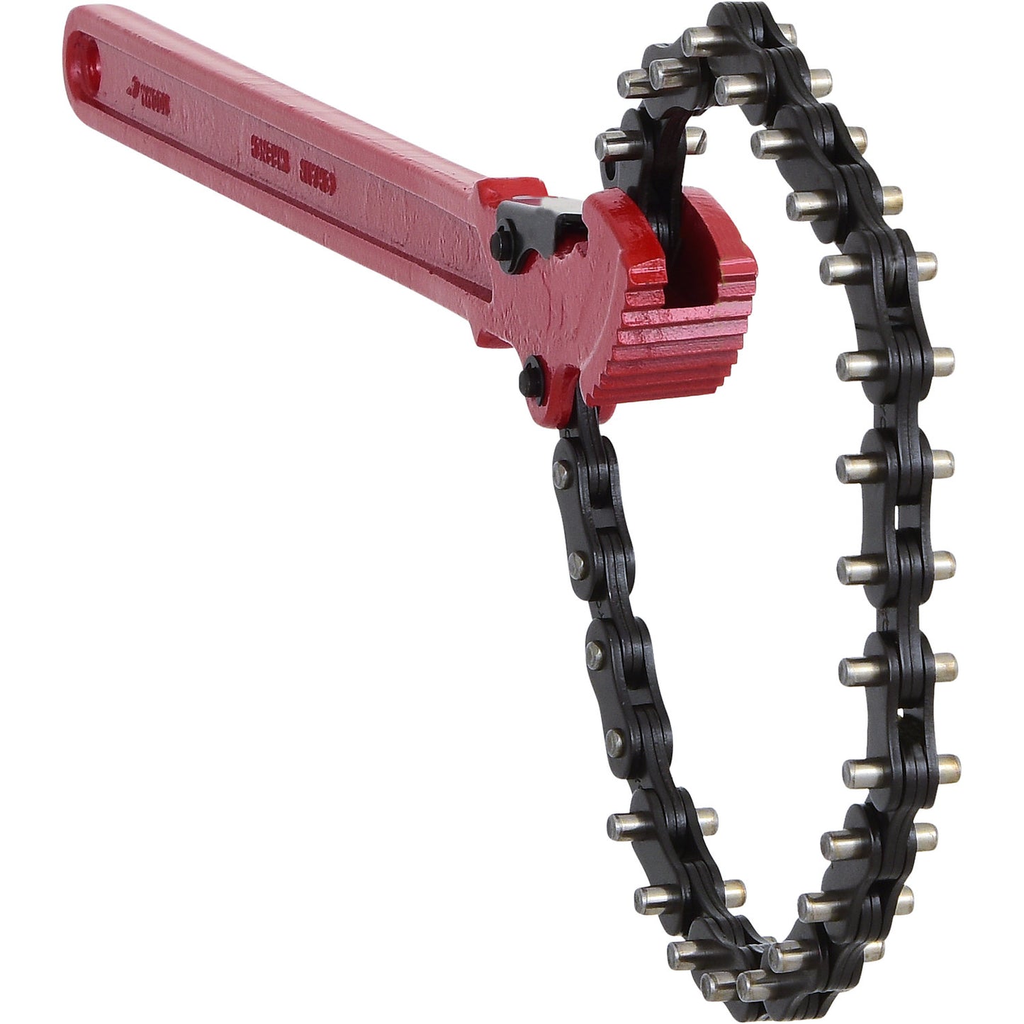 Chain pipe wrench, length 390 mm, diameter 110 mm.