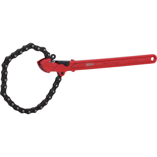 Chain pipe wrench, length 390 mm, diameter 110 mm.