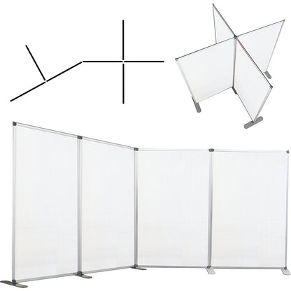 Modular partition, transparent, HxWxD 1850 x 1250 x 500 mm, aluminium frame, with feet.