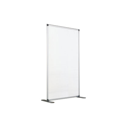 Modular partition, transparent, HxWxD 1850 x 1250 x 500 mm, aluminium frame, with feet.