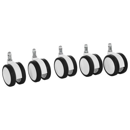 Castor set, pack of 5, for hard floors, white.