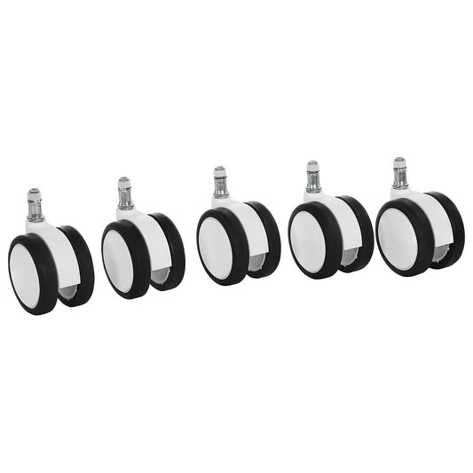 Castor set, pack of 5, for hard floors, white.