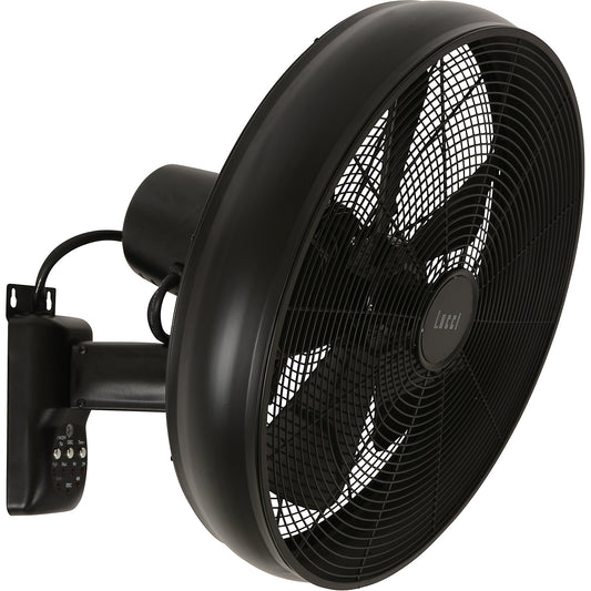 Wall fan with remote control, HxWxD 460 x 460 x 350 mm, black.