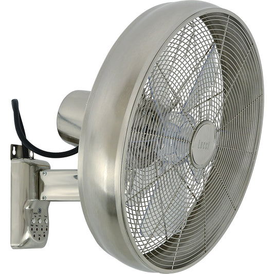 Wall fan with remote control, HxWxD 460 x 460 x 350 mm, chrome.