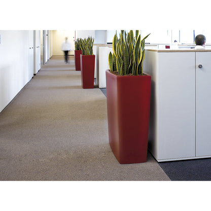 Plant container, TREVIA 900K, HxWxD 900 x 900 x 390 mm, ruby red.
