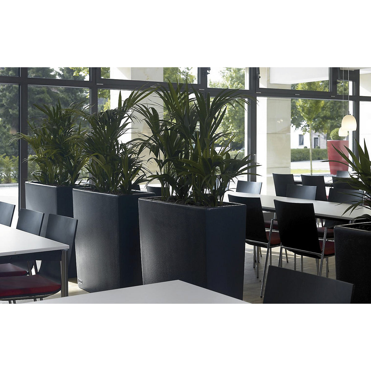 Plant container, TREVIA 900K, HxWxD 900 x 900 x 390 mm, charcoal.