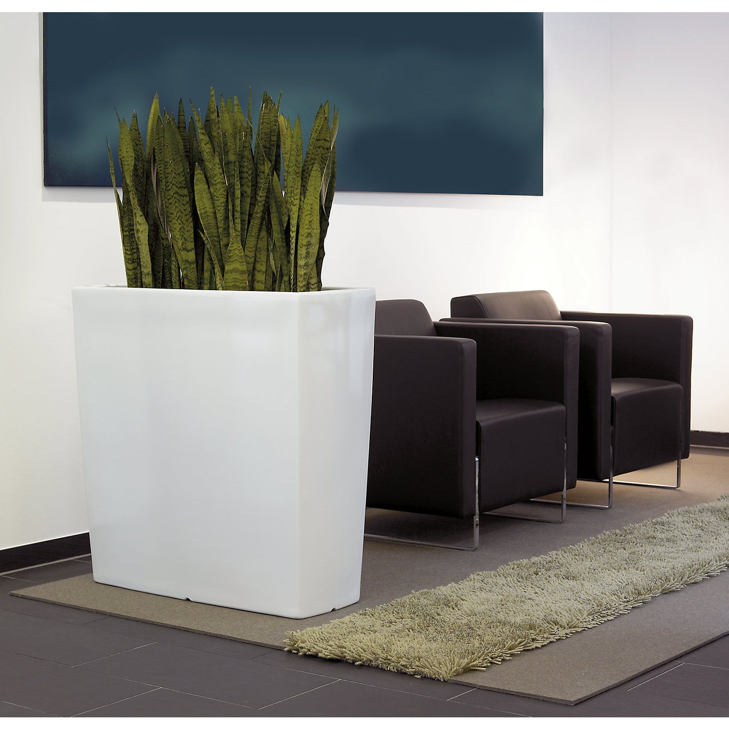 Plant container, TREVIA 900K, HxWxD 900 x 900 x 390 mm, white.