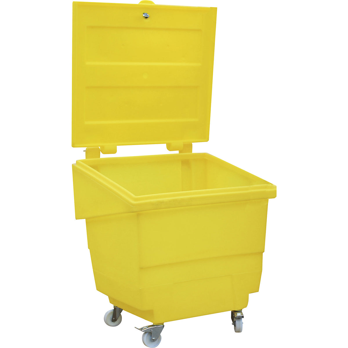Storage container with castors, capacity 250 l, lockable, LxWxH 875 x 875 x 1010 mm.