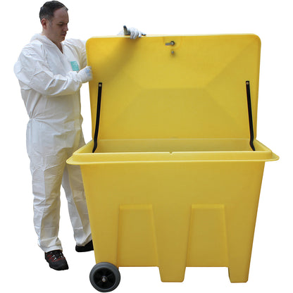 Storage container with castors, capacity 350 l, lockable, LxWxH 1265 x 855 x 910 mm.