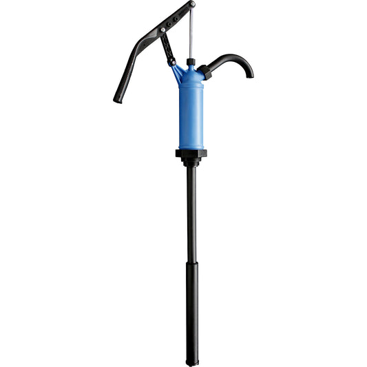 Canister/drum hand pump, for mineral oil products, blue, 0.3 - 0.45 l/stroke.
