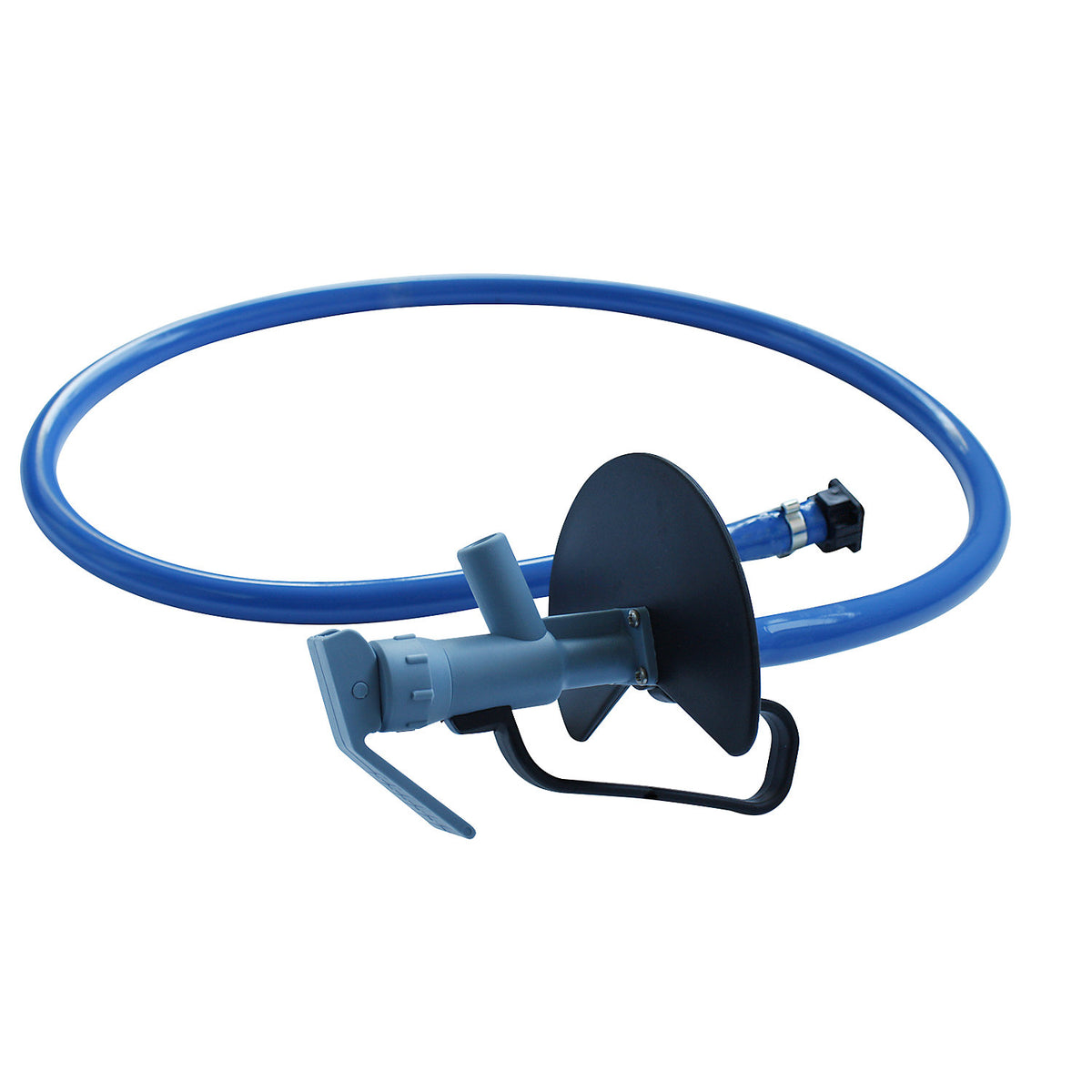 Hand pump discharge hose with tap, for mineral oil products, blue, length 1.5 m.