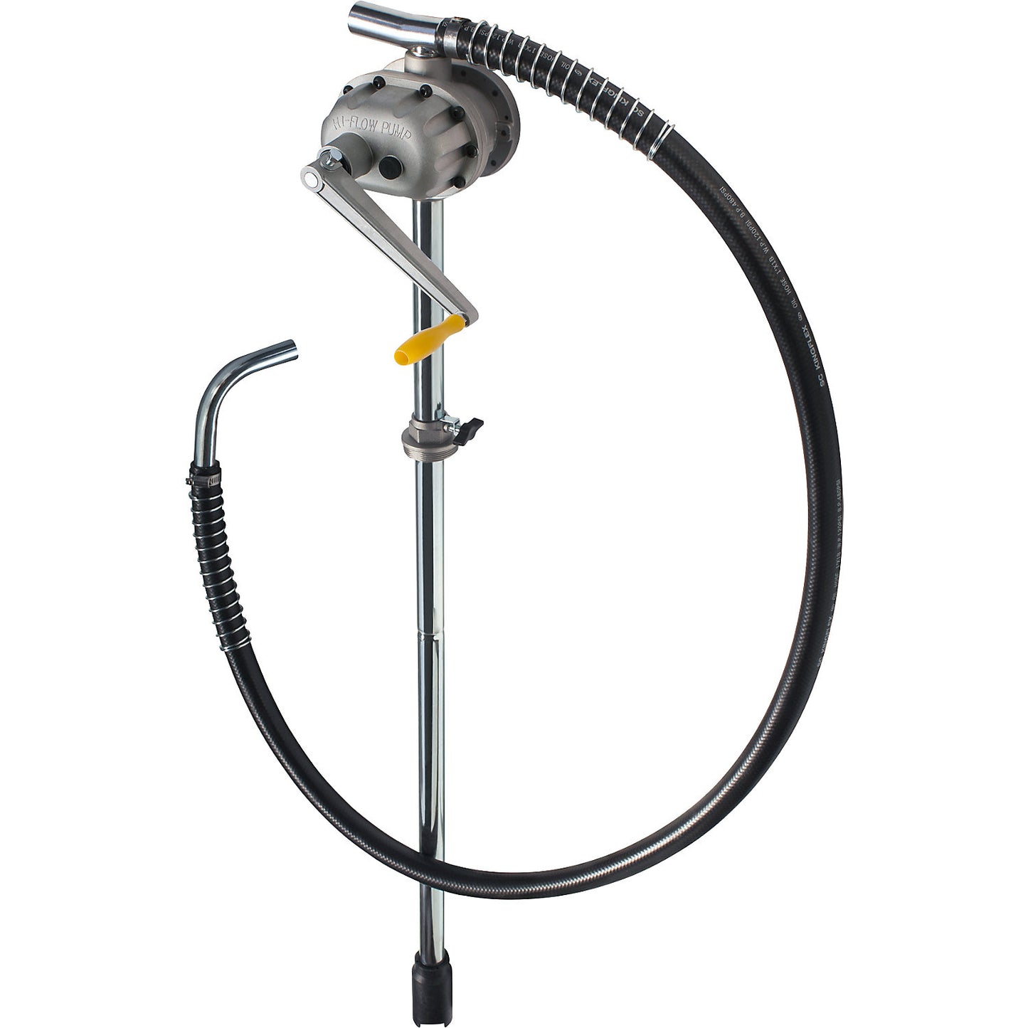 Canister/drum crank pump, fast pumping of mineral oils, hose, manifold.