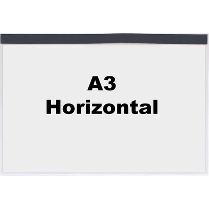 Document sleeve, with magnetic strips, for A3, landscape format, long side open, pack of 10.