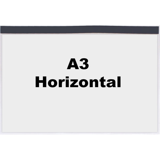 Document sleeve, with magnetic strips, for A3, landscape format, long side open, pack of 10.