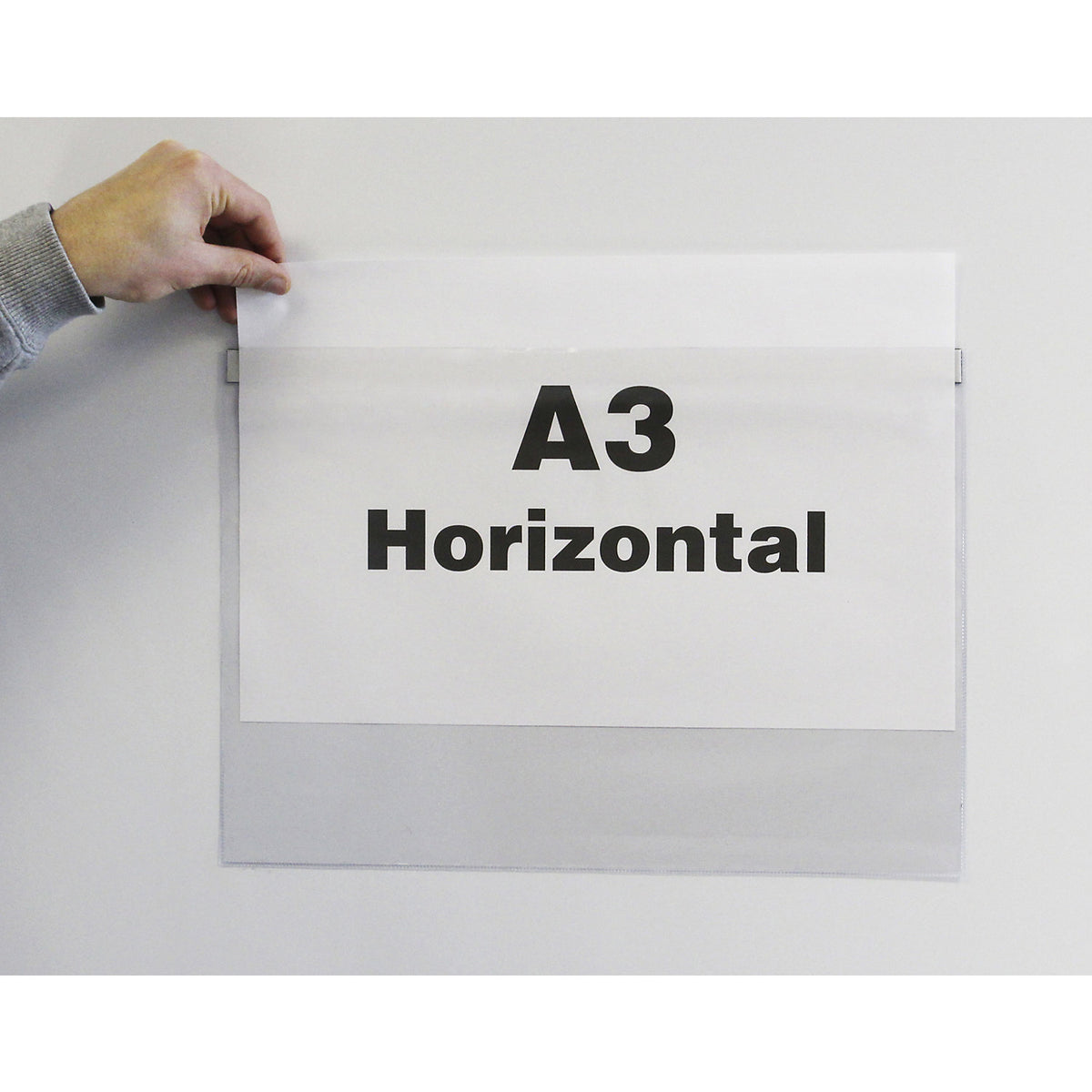 Document sleeve, with magnetic strips, for A3, landscape format, long side open, pack of 10.