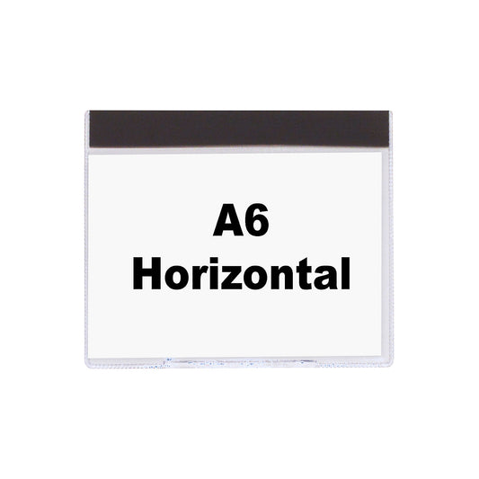 Document sleeve, with magnetic strips, for A6, landscape format, long side open, pack of 10.