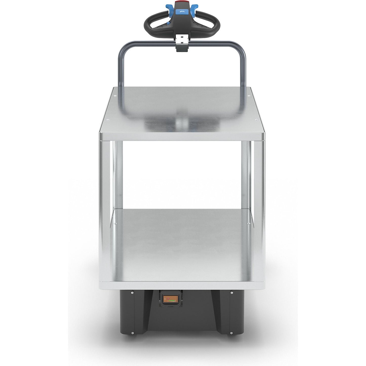 Assembly trolley with electric drive, 2 zinc plated shelves, LxWxH 1470 x 700 x 1300 mm, zinc plated.