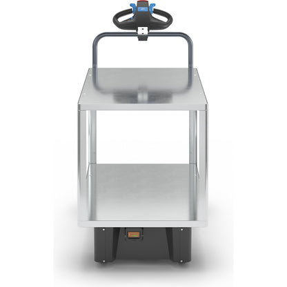 Assembly trolley with electric drive, 2 zinc plated shelves, LxWxH 1470 x 700 x 1300 mm, zinc plated.
