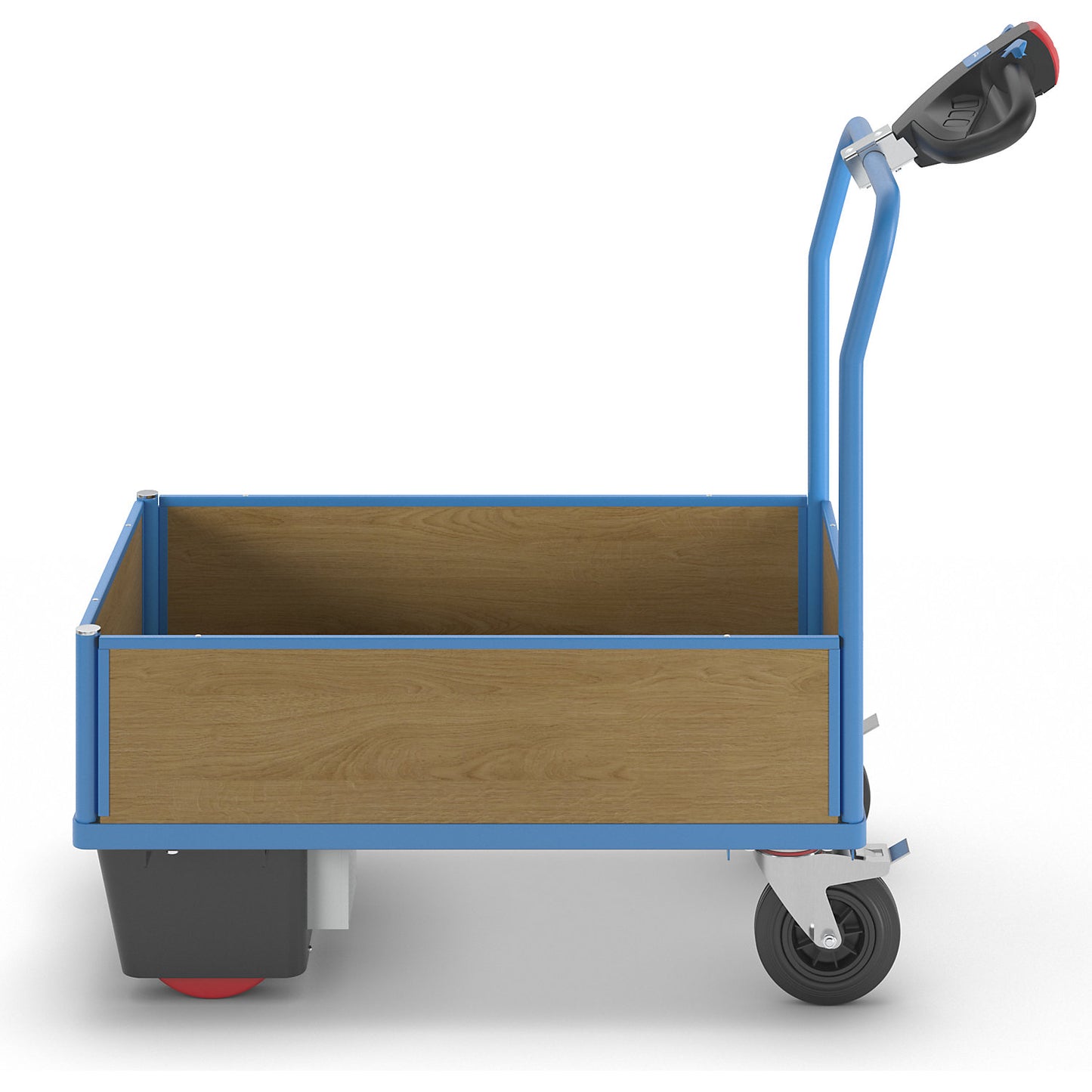 Platform truck with electric drive, 4 half height MDF panels, LxWxH 1370 x 700 x 1300 mm.