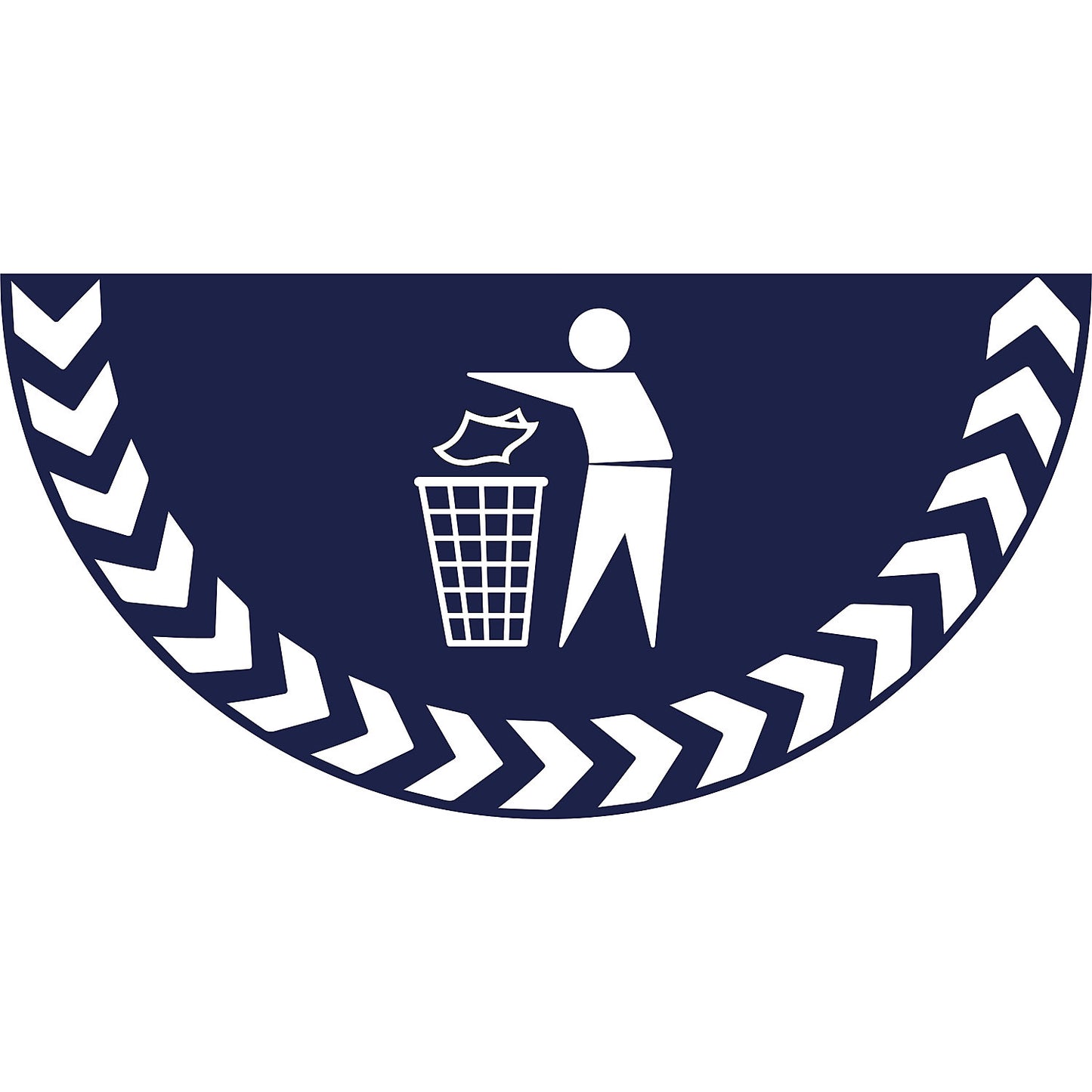 PVC semicircle pictogram, residual waste, self-adhesive, WxL 750 x 375 mm.