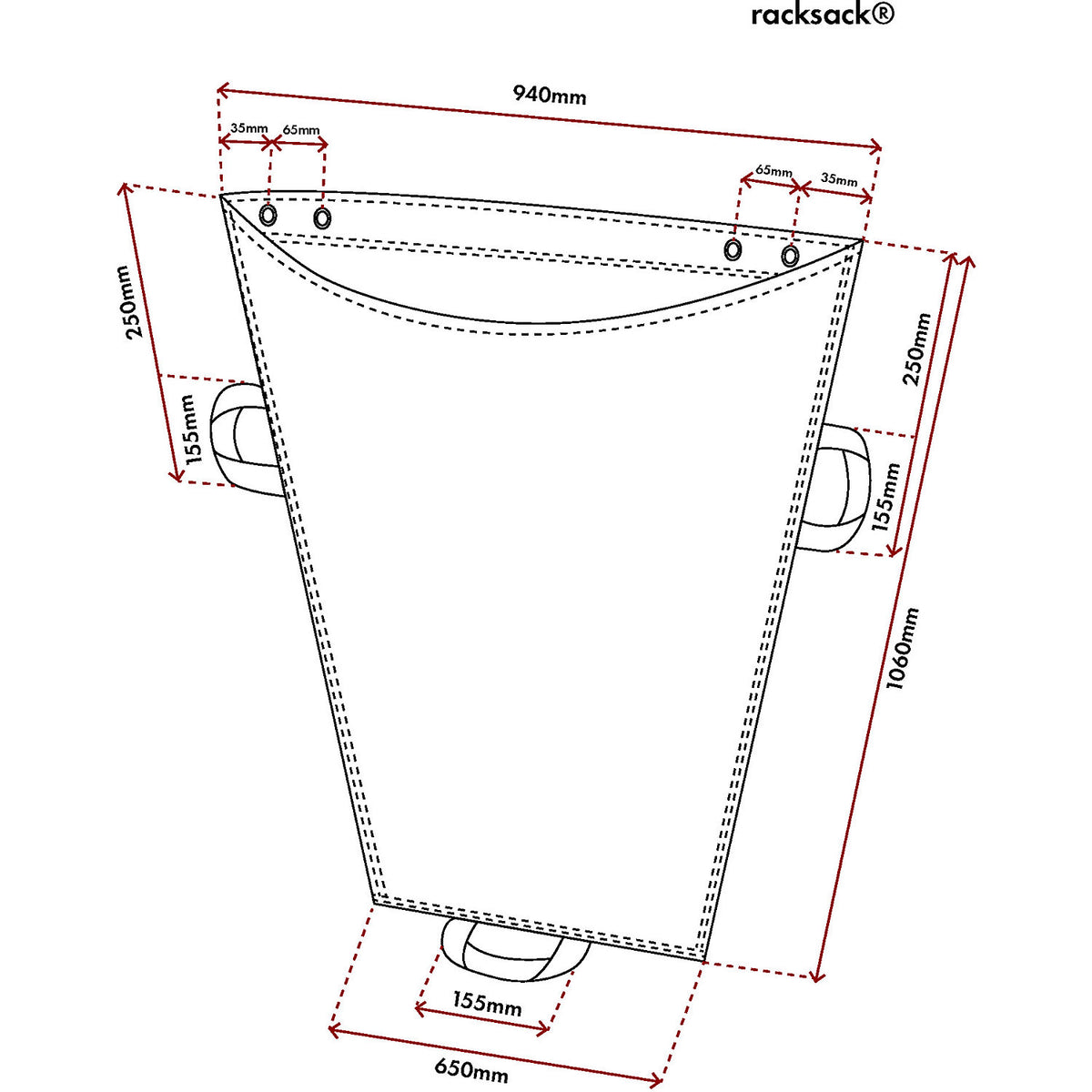 Racksack®, capacity 160 l, blue/transparent, residual waste symbol.
