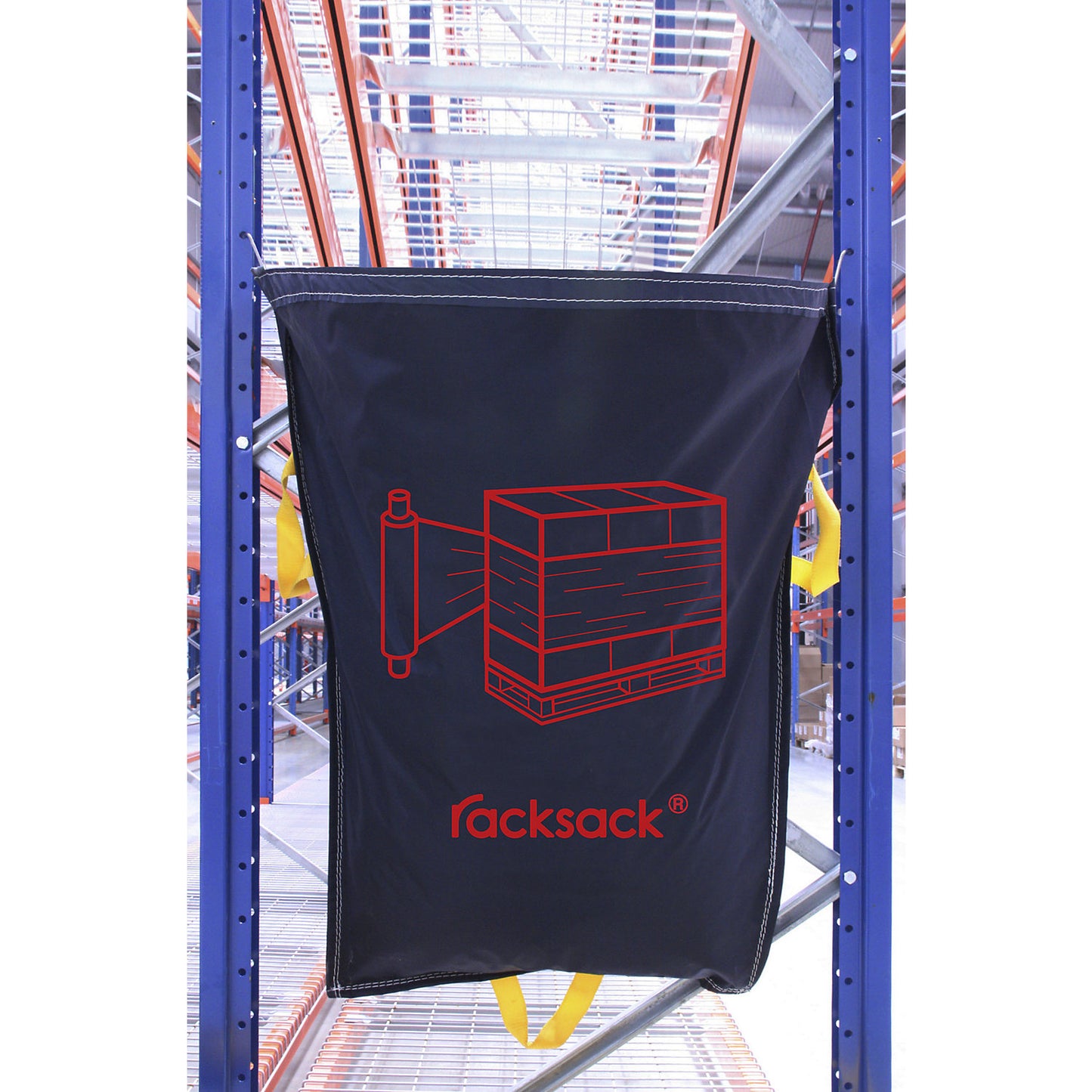 Racksack®, capacity 160 l, blue, stretch-wrap symbol.