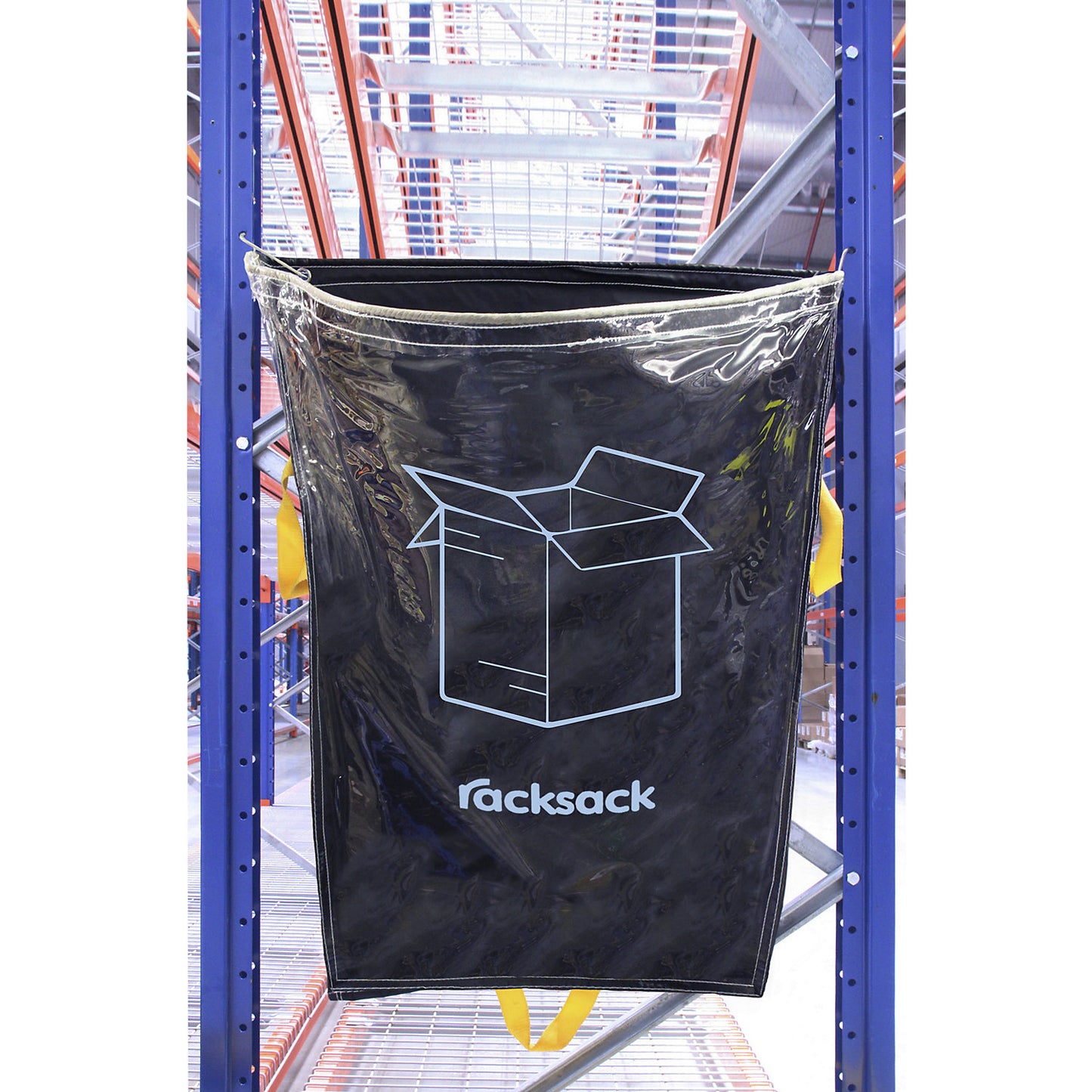 Racksack®, capacity 160 l, blue/transparent, cardboard symbol.