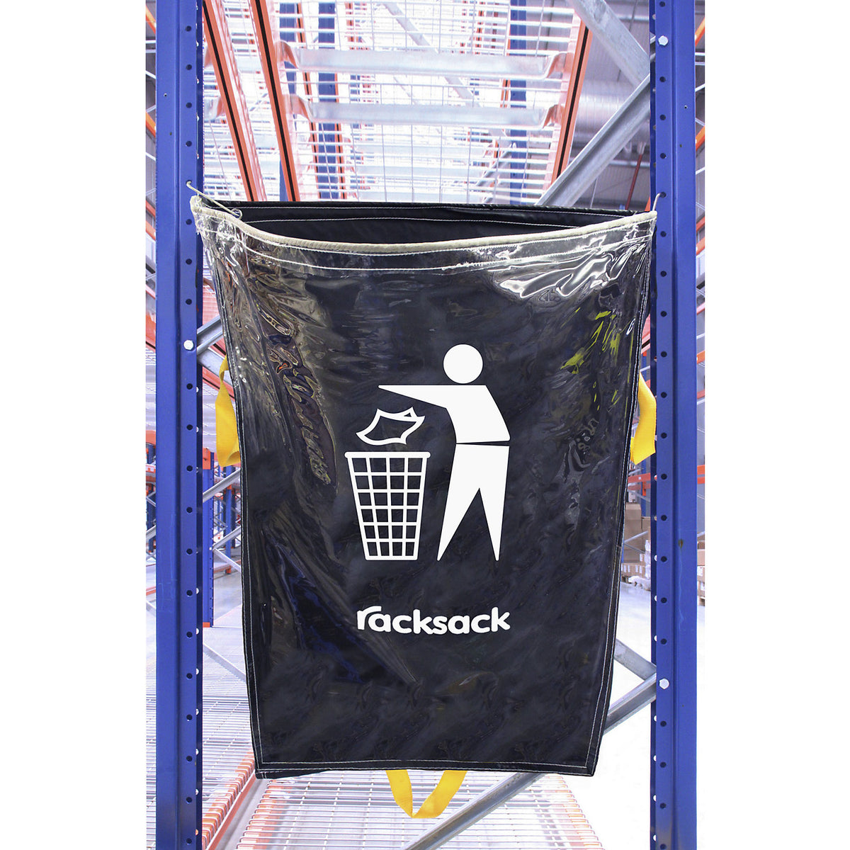 Racksack®, capacity 160 l, blue/transparent, residual waste symbol.