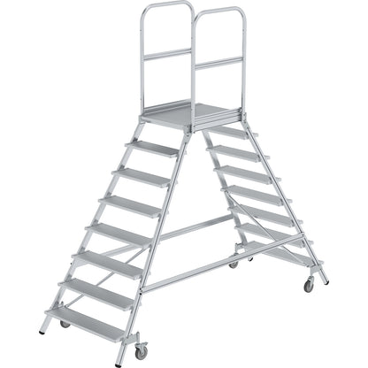 Platform steps with double sided access, platform and steps made of light alloy, 2 x 8 steps incl. platform.