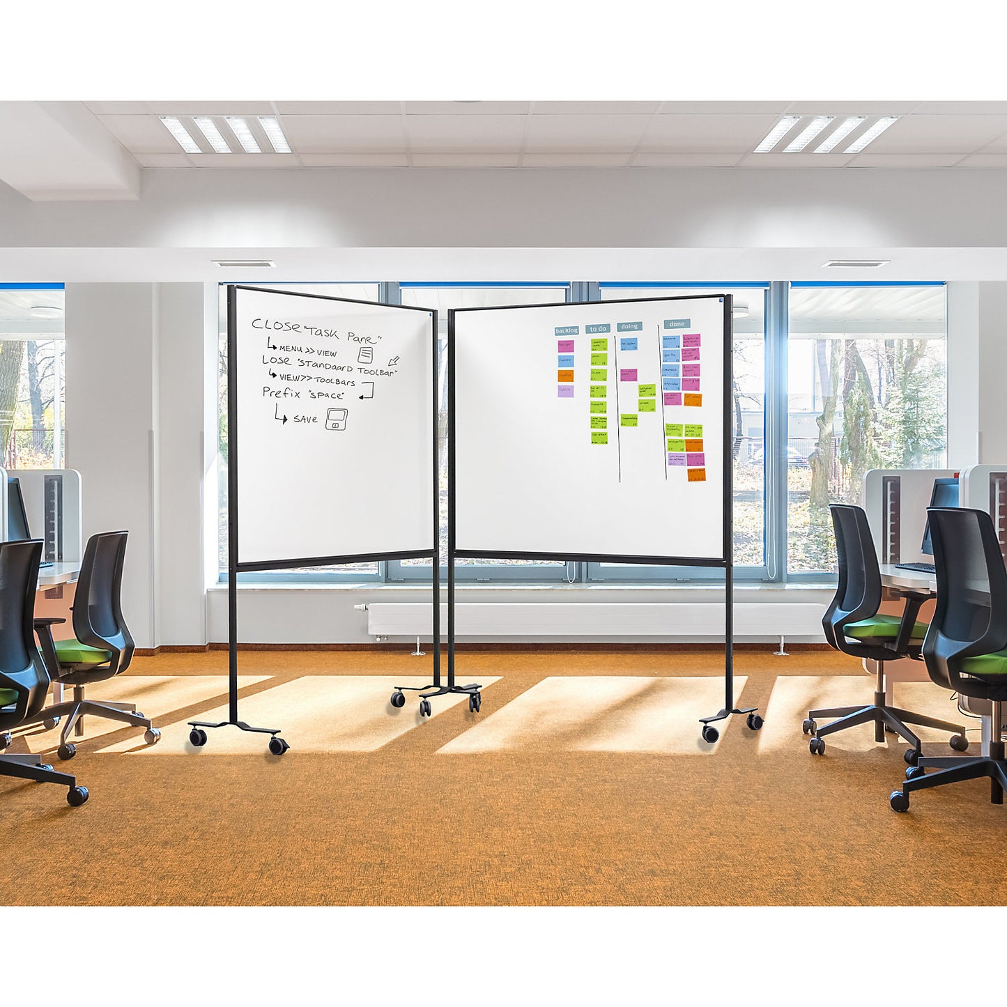 WORKBOARD mobile whiteboard, steel, painted, WxH 1500 x 1200 mm.