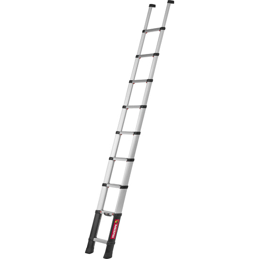PRIME LINE telescopic lean-to ladder, standard model, 80 mm step depth, 9 steps.