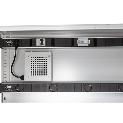 COMFORT battery charging cabinet, with solid panel doors, 3 drawers, light grey.