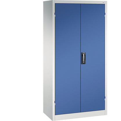 BASIC battery charging cabinet, with solid panel doors, light grey / gentian blue.