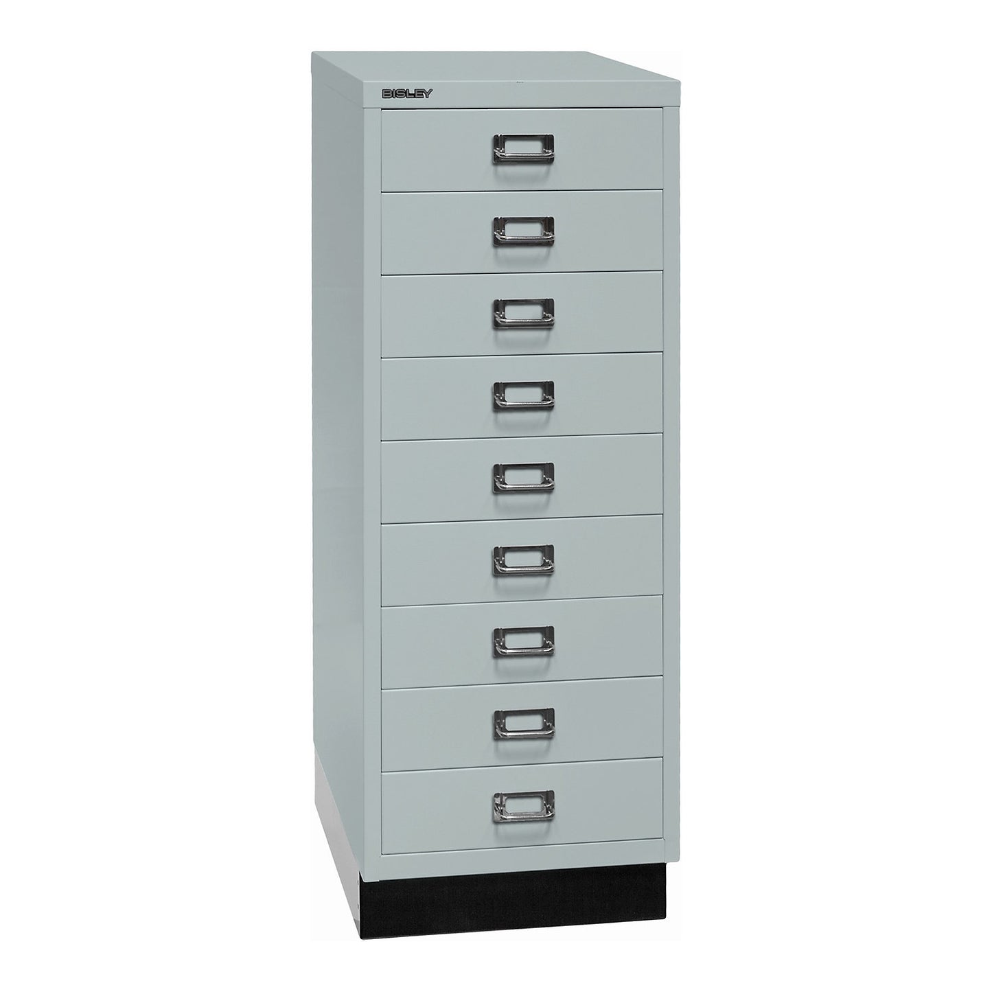 MultiDrawer™ 39 series, with plinth, A3, 9 drawers, light grey, black.