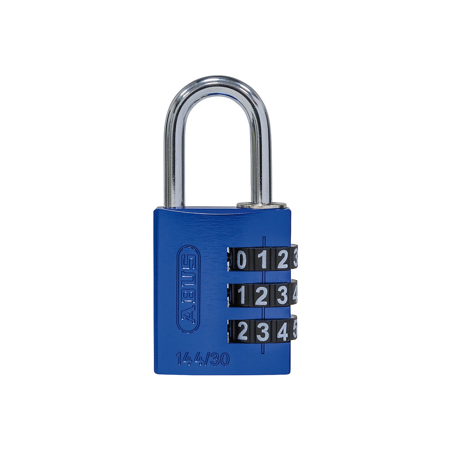 Combination lock, aluminium, with adjustable code, 144/30, pack of 6, blue.
